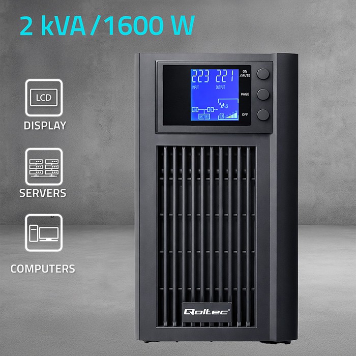 Pure Sine Wave UPS 2kVA 1600W AVR LCD