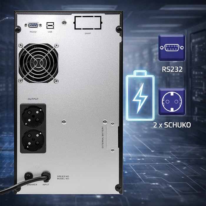 Pure Sine Wave UPS 3kVA 2400W AVR LCD