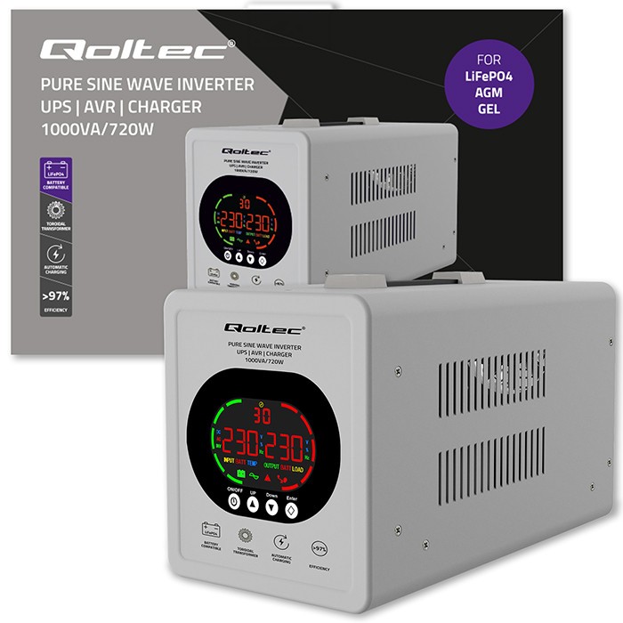 Pure Sine Wave UPS 1000VA 720W AVR LCD