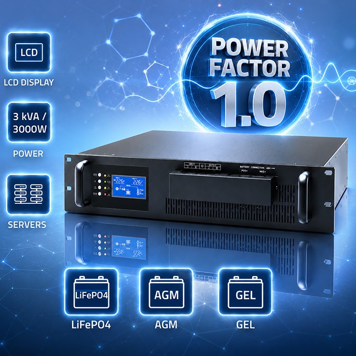 Pure Sine Wave UPS for RACK 3kVA 3000W PF1.0