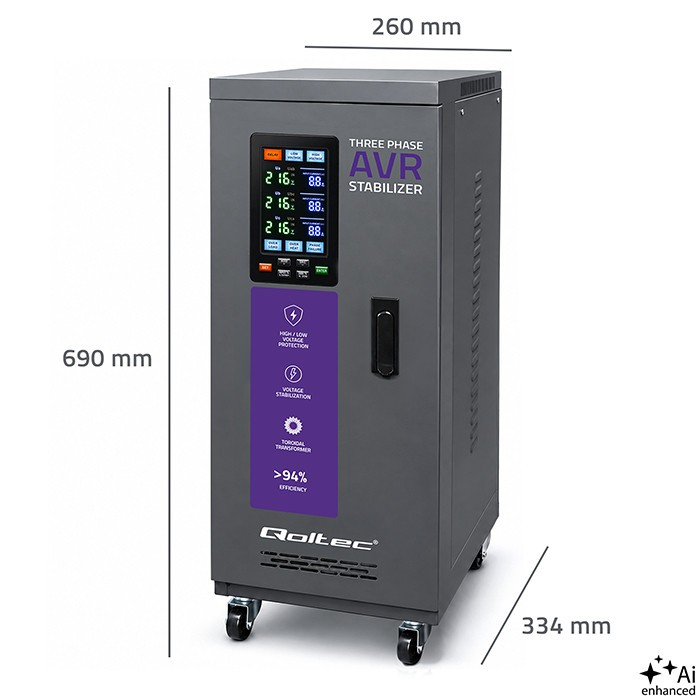 Three ohase AVR voltage stabiliser 10kVA LCD