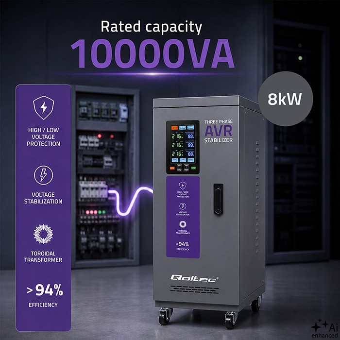 Three ohase AVR voltage stabiliser 10kVA LCD