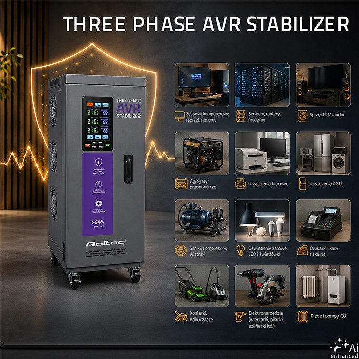 Three ohase AVR voltage stabiliser 10kVA LCD