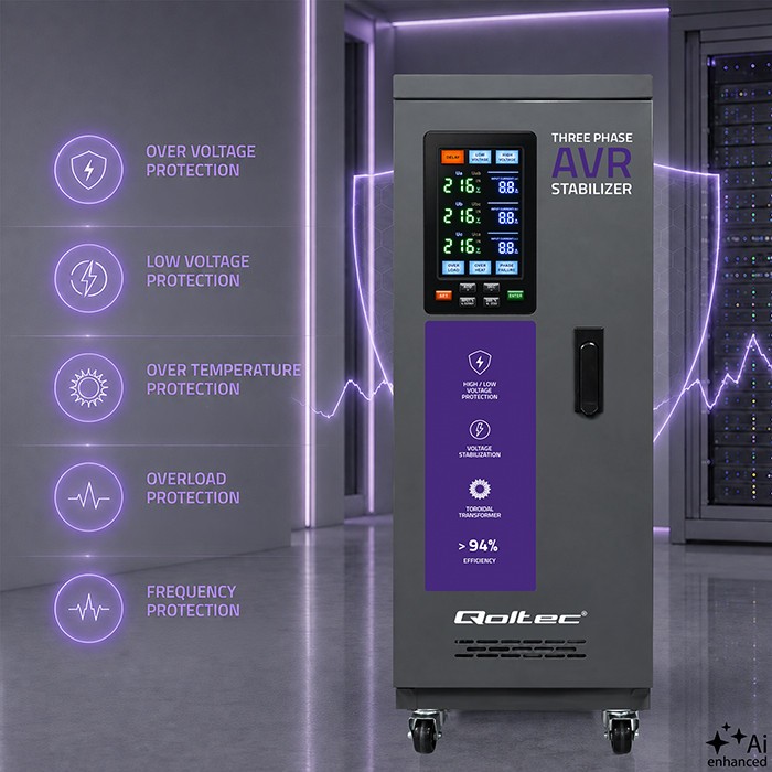 Three ohase AVR voltage stabiliser 10kVA LCD