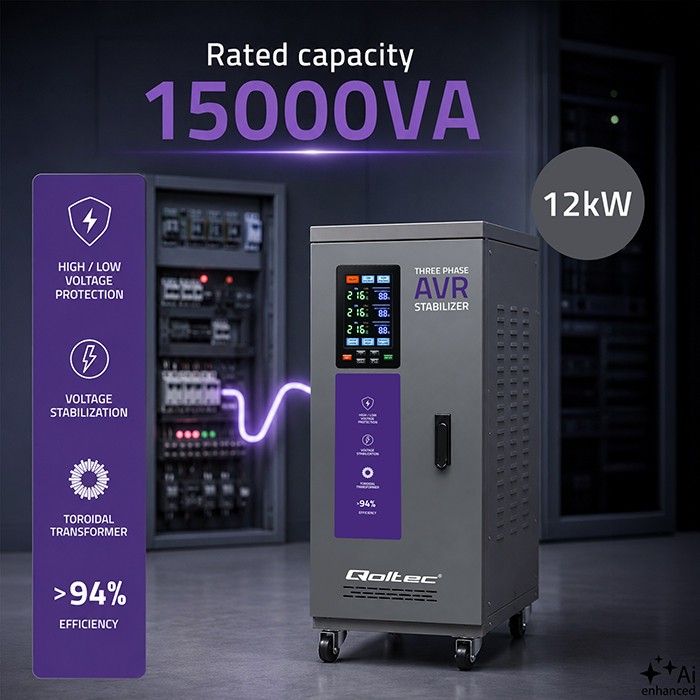Three phase AVR voltage stabilizer 15kVA LCD