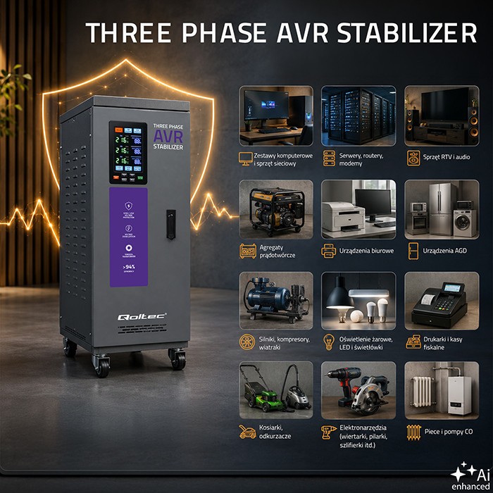 Three phase AVR voltage stabilizer 15kVA LCD