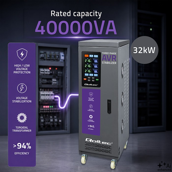 Three phase AVR voltage stabiliser 40kVA LCD