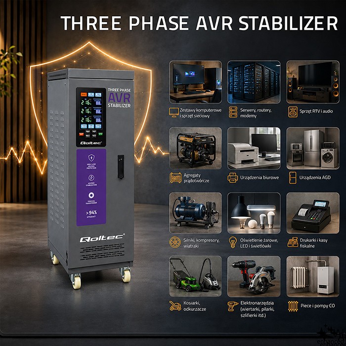 Three phase AVR voltage stabiliser 40kVA LCD