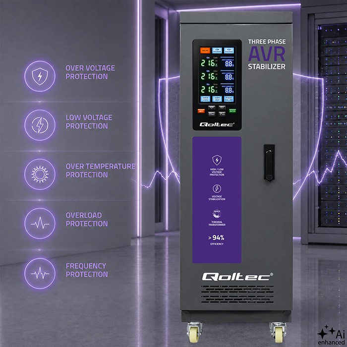 Three phase AVR voltage stabiliser 40kVA LCD