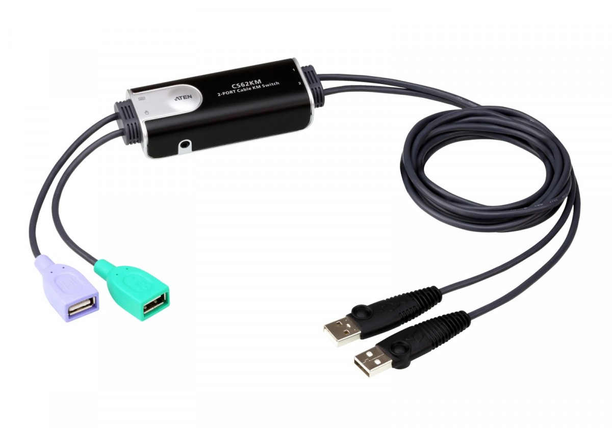 Przełącznik KM 2-portowy kablowy USB Boundless KVM Switch CS62KM-AT