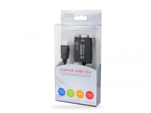 Adapter HDMI (M) - VGA (F) z audio, CL-23