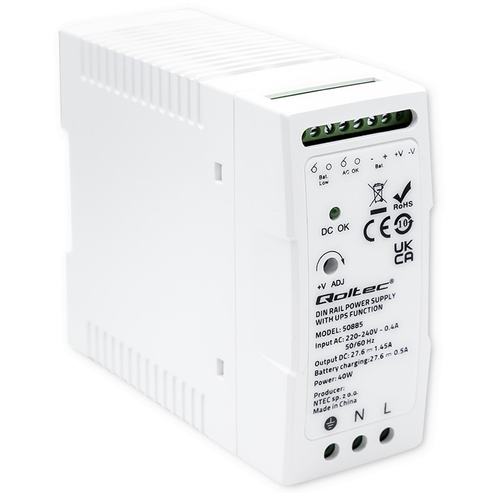 DIN rail power supply with UPS function, 40W