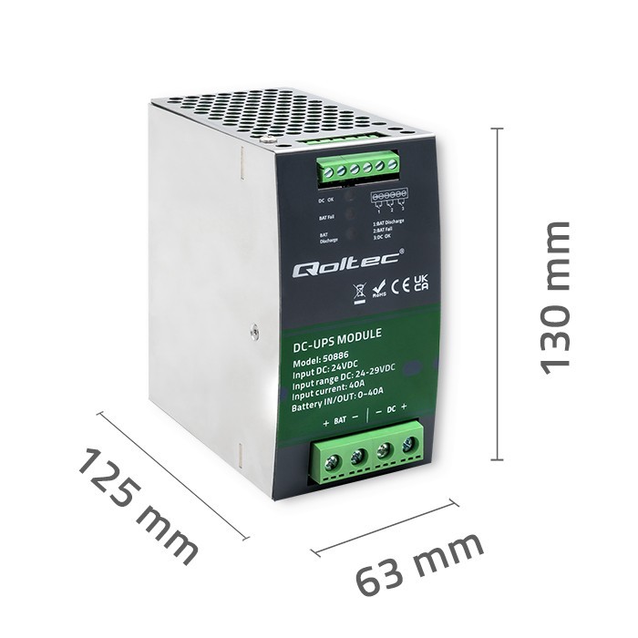 UPS DC module for DIN rail, 40A, 24V
