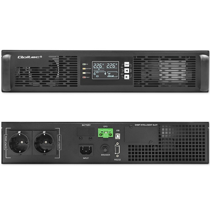 UPS for RACK, 1kVA 1000W. PF 1.0, LCD