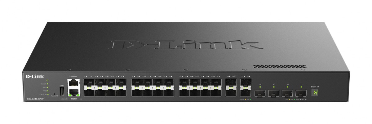 Managed Switch DXS-3410-32XY/E 10G Layer 3 Stackable 24*10GBASE-T + 4*10G SFP+ + 4*25G SFP28 Multi-Gigabit