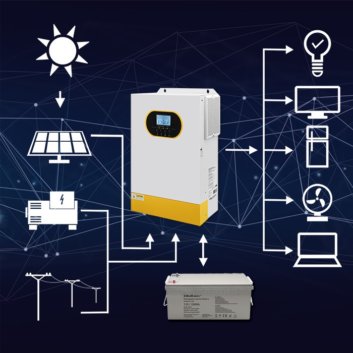 Solar inverter 6.2kVA Off Grid,120A,MPPT,LCD