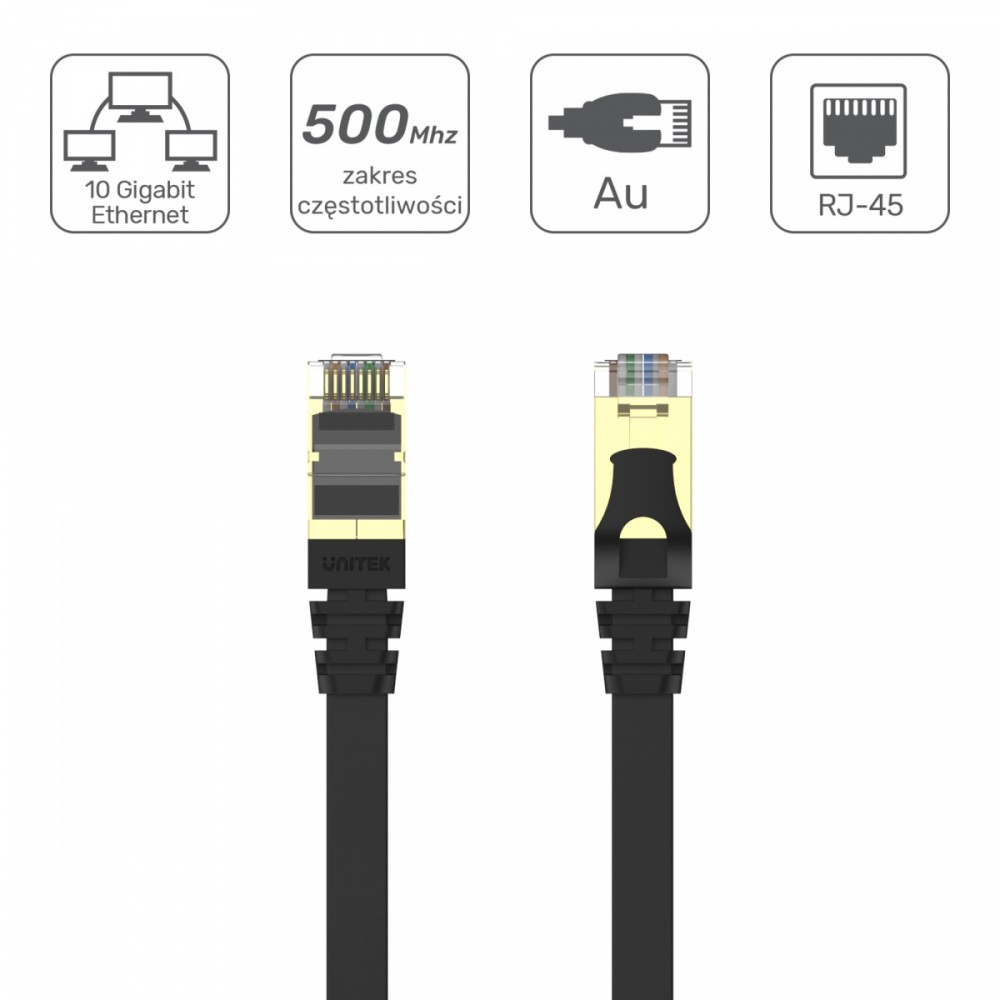 Patchcord CAT.7 SSTP 5M (8P8C) RJ45; płaski; C1897BK-5M