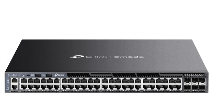 Switch Omada 48-Port Gb Stackable Lite L3 Managed with 4 PORT: 24× Gigabit RJ45 Ports, 4× 10G SFP+ Slots, RJ45/USB Type C Console Port SG6654XHP