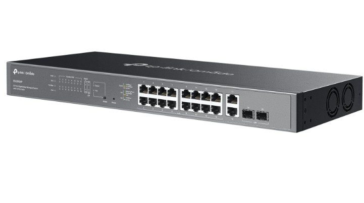 Omada 20-Port GB Easy Managed Switch with 16-Port PoE+ PORT: 16× Gigabit PoE+ Ports, 2x Gigabit Non-PoE Ports, 2× Gigabit SFP Ports ES220GMP