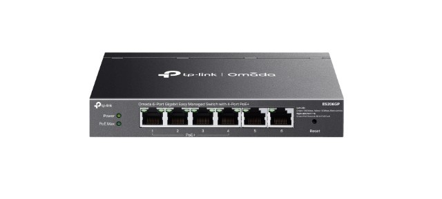 Omada 6-Port GB Easy Managed Switch with 4-Port PoE+ PORT: 4× Gigabit PoE+ Ports, 2x Gigabit Non-PoE Ports ES206GP