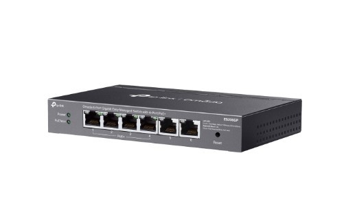 Omada 6-Port GB Easy Managed Switch with 4-Port PoE+ PORT: 4× Gigabit PoE+ Ports, 2x Gigabit Non-PoE Ports ES206GP