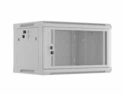 Szafa instalacyjna rack wisząca 19 cali 6U 600x450 drzwi perforowane (flat pack) szara
