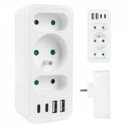 Rozdzielacz na 3 gniazda MCE248 F/W 2xUSB-A 2xUSB-C biały