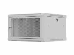 Szafa instalacyjna rack wisząca 19 cali 6U 600x600 szara drzwi perforowane (flat pack)
